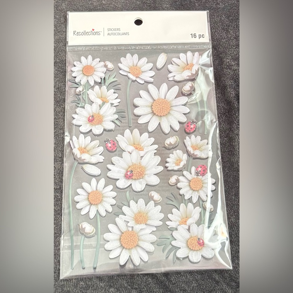 16 piece Daisy & lady bug Stickers 3 packs available - price is for 1 pack